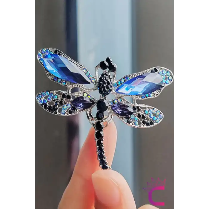 Yusufçuk Broş - Hediyelik Rhine-Stone Kristal Taşlı Elbise Ceket Yaka Rozeti İğnesi Broş