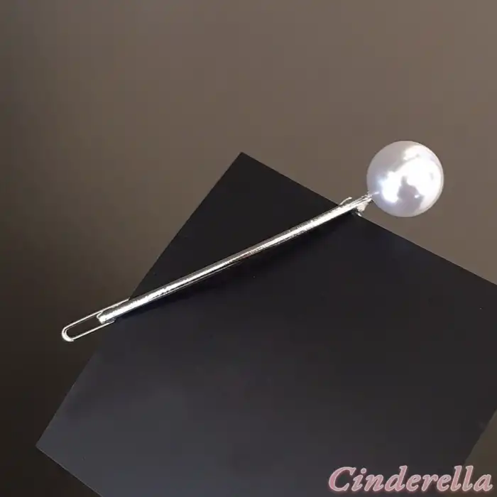 Zarif İnci Taşlı Klipsli Saç Topuz Tokası Metal Gümüş - Kadın İncili Modern Kıstırmalı Klips Toka