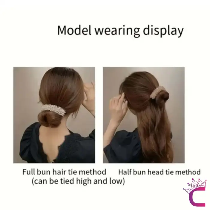 Zarif İncili Taşlı Kadın Kolay Saç Topuz Tokası - Sihirli Şekil Alabilen Telli Topuz Tokası