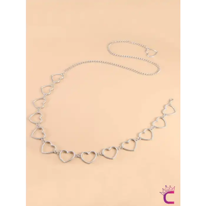 Zarif Kalpli Gümüş Renkli Bel Zinciri - Ayarlanabilir Vücut Kemeri Elbise Bel Kolyesi Göbek Takısı