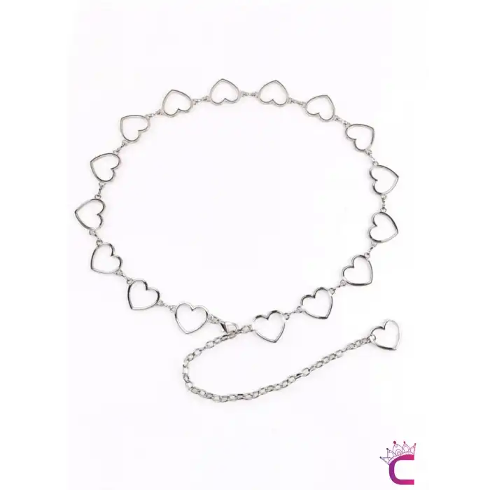 Zarif Kalpli Gümüş Renkli Bel Zinciri - Ayarlanabilir Vücut Kemeri Elbise Bel Kolyesi Göbek Takısı