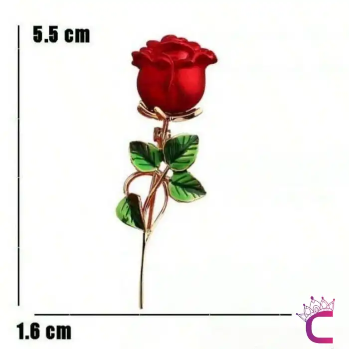 Zarif Kırmızı Gül Tasarım Çiçekli Kadın Broş Hediyelik Sevgililer Günü Hediyesi Yaka İğnesi Broşu