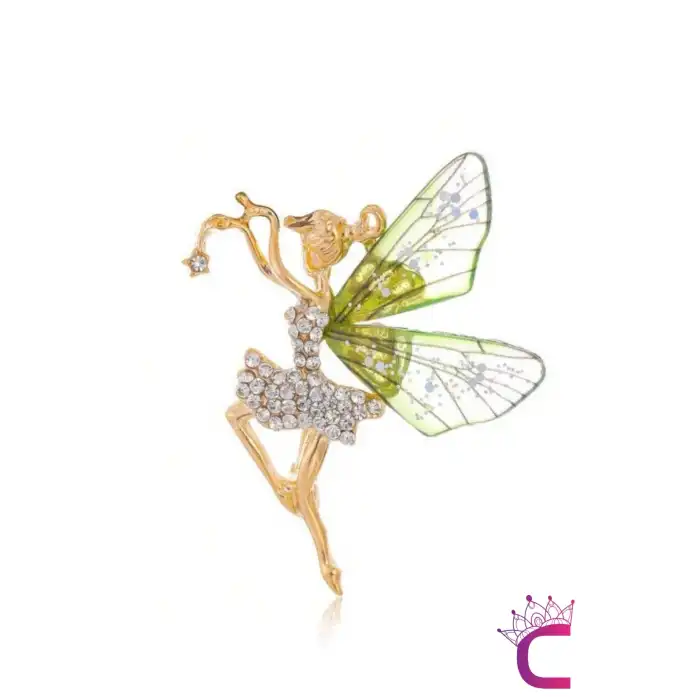Zarif Melek Kelebek Kanatlı Tasarım Kadın Broş - Hediyelik Elbise Ceket Taşlı Yaka İğnesi Broşu