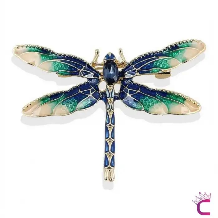 Zarif Rhinestone Taşlı Tasarım Yusufçuk Broş - Hediyelik Çanta Elbise Ceket Yaka İğnesi Broş