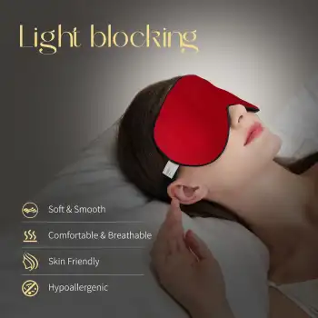 %100 Saf Dut İpek Ayarlanabilir Uyku Maskesi Kırmızı - Yan Yatanlar için Rahat Uyku Göz Bandı