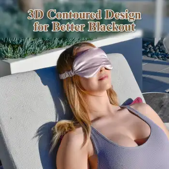 %100 Saf İpek 3D Uyku Maskesi Leylak - %100 Işık Engelleyen Yumuşak Dolgulu Nefes Alabilen Göz Bandı