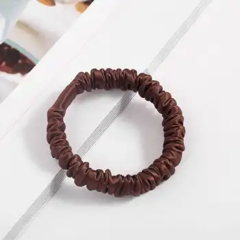 %100 Saf İpek Küçük Scrunchie Saç Tokası Renk2 - Günlük Pratik Ekstra Elastik Lastikli Simit Toka