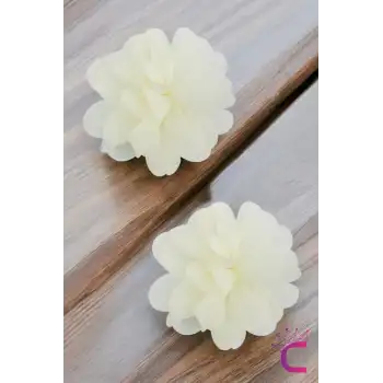 2li Chiffon Flower Kız Çocuk Toka Seti Kırık Beyaz - Çiçekli Bebek Çocuk Saç Tokası Klips Pens Toka