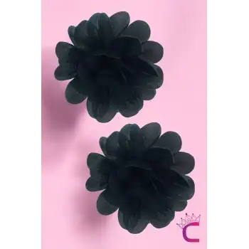 2li Chiffon Flower Kız Çocuk Toka Seti Siyah - Çiçekli Bebek Çocuk Saç Tokası Klips Pens Toka