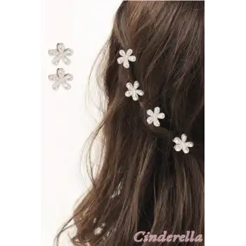 2li İnci Çiçek Tasarımlı Metal Saç Pençe Klips Seti - Doğum Günü ve Düğün için Saç Aksesuarı Tokası