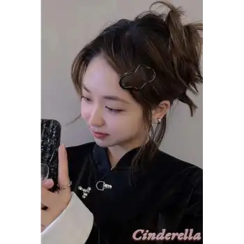 2li Büyük Boy Kadın Moda Çıtçıtlı Metal Yan Saç Tokası 7cm Siyah - Yeni Sezon Yan Çıt Çıt Toka