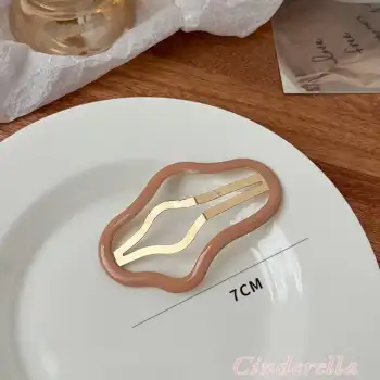 2li Büyük Boy Kadın Moda Çıtçıtlı Metal Yan Saç Tokası 7cm Sütlü Kahve - Yeni Sezon Yan Çıt Çıt Toka