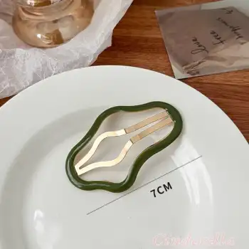 2li Büyük Boy Kadın Moda Çıtçıtlı Metal Yan Saç Tokası 7cm Yeşil - Yeni Sezon Yan Çıt Çıt Toka