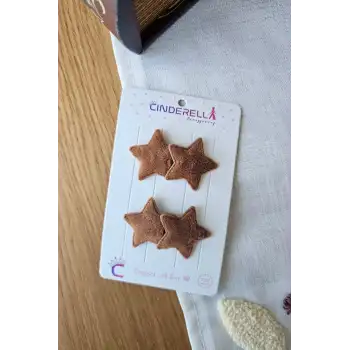 2li Kahverengi Peluş Tüylü Saçsız Bebek Tokası - Az Saçlı Kız Bebek Çıtçıtlı Yenidoğan Toka Seti