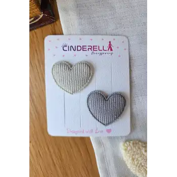 2li Kalpli Saçsız Bebek Tokası 3.5 cm - Az Saçlı Kız Bebek Toka Seti Çıtçıtlı Yenidoğan Tokası