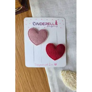 2li Kalpli Saçsız Bebek Tokası 3.5 cm - Az Saçlı Kız Bebek Toka Seti Çıtçıtlı Yenidoğan Tokası