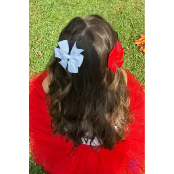 2li Kırmızı Beyaz Kurdele Fiyonk Pens Çocuk Toka 8 cm - 23 Nisan 29 Ekim Cumhuriyet Bayramı Tokası