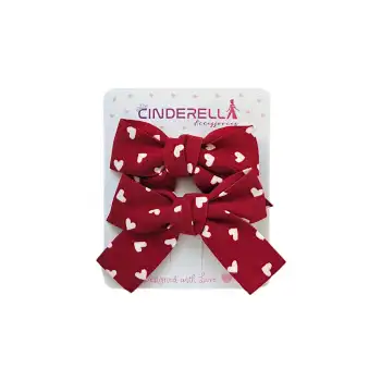 2li Kız Çocuk Fiyonk Pens Toka Seti Kırmızı Tonlu - Kurdele Fiyonklu Klips Saç Tokası Model-1