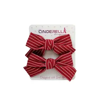 2li Kız Çocuk Fiyonk Pens Toka Seti Kırmızı Tonlu - Kurdele Fiyonklu Klips Saç Tokası Model-4
