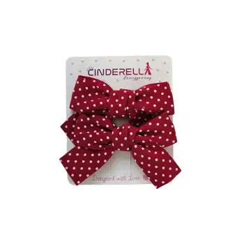 2li Kız Çocuk Fiyonk Pens Toka Seti Kırmızı Tonlu - Kurdele Fiyonklu Klips Saç Tokası Model-5