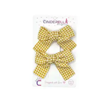 2li Kız Çocuk Fiyonk Toka Seti Sarı Tonlu - Renkli Fiyonklu Kurdele Klips Pens Bebek Saç Tokası