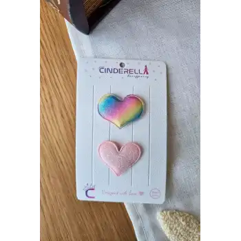 2li Renkli Kalpli Yumuşak Saçsız Bebek Tokası - Hediyelik Az Saçlı Kız Bebek Toka Seti Hediyesi