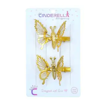 2li Retro Kanatları Sallanan Kelebek Toka Seti Gold Metal - Hareketli Kelebekli Pens Saç Tokası