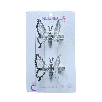 2li Retro Sallanan Hareketli Kelebek Toka Metal Gümüş - Oynar Kanatlı Çocuk Kelebekli Saç Tokası