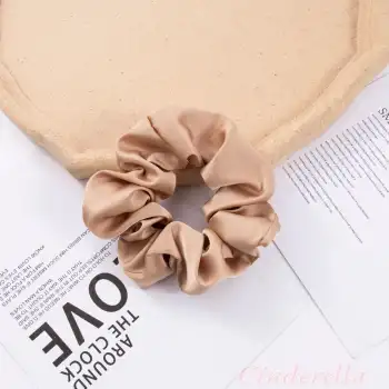 2li Saten Kumaş Kadın Scrunchie Simit Toka Altın Varak - Uyku için Rahat Yumuşak Lastik Saç Tokası