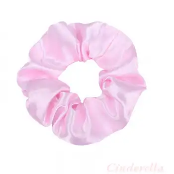 2li Saten Siyah & Pembe Orta Boy Scrunchie Simit Toka - Renkli Lastikli Saç Topuz Tokası
