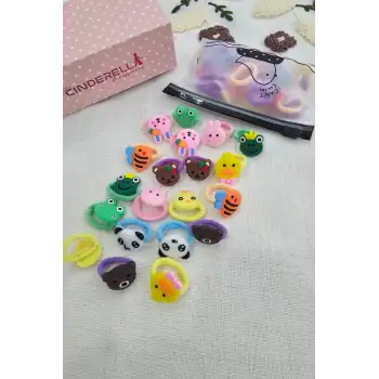 20li Çantalı Yumuşak Acıtmaz Kız Bebek Havlu Lastik Toka Seti - Renkli Çocuk Lastikli Saç Tokası