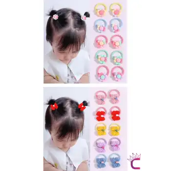 20li Renkli Karışık Figürlü Dayanıklı Kız Çocuk Lastik Toka Seti - Sevimli Bebek Lastikli Toka