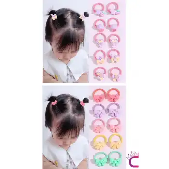 20li Renkli Karışık Figürlü Dayanıklı Kız Çocuk Lastik Toka Seti - Sevimli Bebek Lastikli Toka