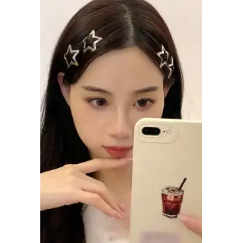 20li Yıldız Çıt Çıt Toka Gümüş Renk - Y2k Star Yıldız Toka Çıtçıtlı - Yıldızlı Çıtçıt Toka