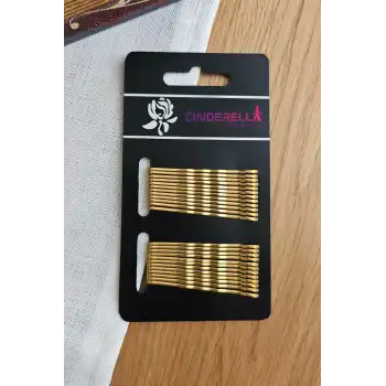 24lü Gold Sarı Renk Tel Toka 5cm - Yumuşak Uçlu Acıtmaz Renkli Kadın Tel Saç Tokası