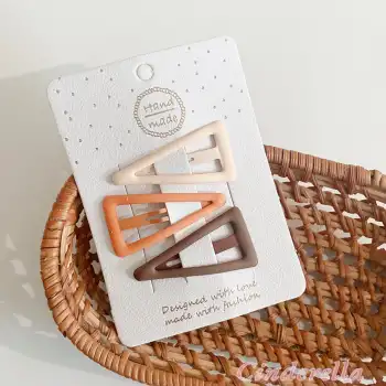 3lü Büyük Boy Mat Soft Basic Tonlu Üçgen Model Çıtçıtlı Toka Seti 5cm - Çocuk Çıtçıt Yan Saç Tokası