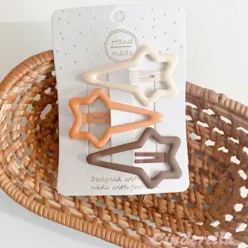 3lü Büyük Mat Soft Basic Renkli Kayan Yıldız ÇıtÇıt Toka Seti 5.2cm - Yıldızlı Çıtçıt Çocuk Tokası