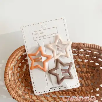 3lü Büyük Mat Soft Basic Renkli Yıldız Çıt Çıt Toka Seti 4.2cm - Yıldızlı Çıtçıtlı Çocuk Saç Tokası