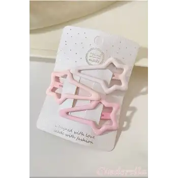3lü Büyük Mat Soft Pembe Renkli Kayan Yıldız Çıt Çıt Toka Seti 5.2 cm - Çocuk Çıtçıt Yan Saç Tokası