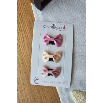 3lü Kurdeleli Fiyonklu Saçsız Bebek Tokası - Az Saçlı Kız Bebek Toka Seti Çıtçıtlı Yenidoğan Tokası