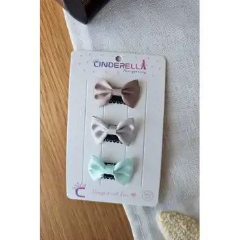 3lü Soft Renkli Kurdele Fiyonk Saçsız Bebek Tokası - Az Saçlı Kız Bebek Çıt Çıt Yenidoğan Toka Seti
