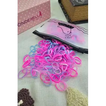 300lü Çantalı Kalın Dayanıklı Küçük Kız Çocuk Lastik Toka Seti - Soft Renkli Bebek Saç Örgü Lastiği