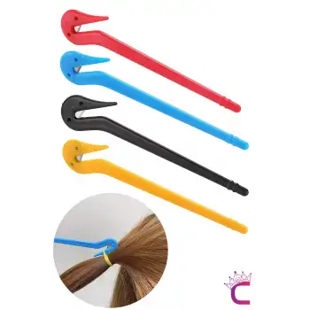 4lü Acıtmayan Lastik Toka Kesme Aparatı Kırmızı Siyah Sarı Mavi Renkli - Saç Örgü Lastiği Kesici