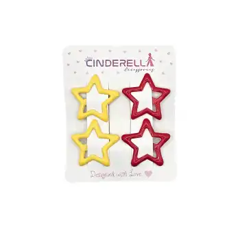 4lü Gs Sarı Kırmızı Taraftar Tokası 3.2cm Metal - Yıldızlı Çıtçıt Saç Tokası Çıt Çıt Çocuk Toka