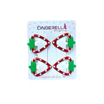 4lü Karpuzlu Metal Çıt Çıt Toka Seti 3.5cm Kırmızı - Sevimli Tatlı Kız Çocuk Çıtçıt Saç Tokası