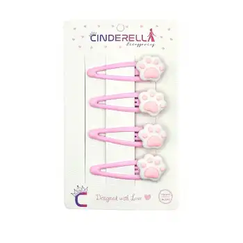 4lü Kawaii Kedi Patisi Tasarım Çıtçıtlı Toka Seti Pembe - Çıt Çıt Yan Saç Tokası Çıtçıt Çocuk Toka