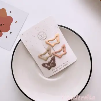 4Lü Kelebek Model Kahverengi Çocuk Çıtçıt Toka - Mat Renk Kaplamalı Çıt Çıt Toka