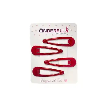 4lü Model Çıt Çıt Toka Seti Kırmızı 5 cm - Günlük Kullanım Çıtçıt Toka Yan Saç Tokası