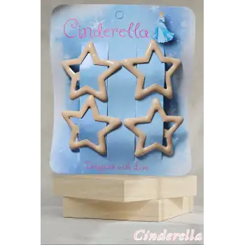 4lü Parlak Bej Renk Yıldız Çıt Çıt Toka Seti - Renkli Yıldızlı Çıtçıt Toka - Yıldız Çıtçıtlı Toka