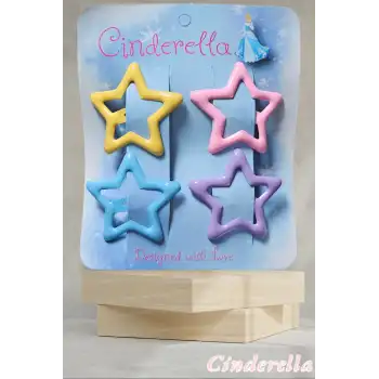 4lü Parlak Karışık-2 Renk Yıldız Çıt Çıt Toka Seti - Renkli Yıldızlı Çıtçıt Toka - Yıldız Çıtçıtlı Toka